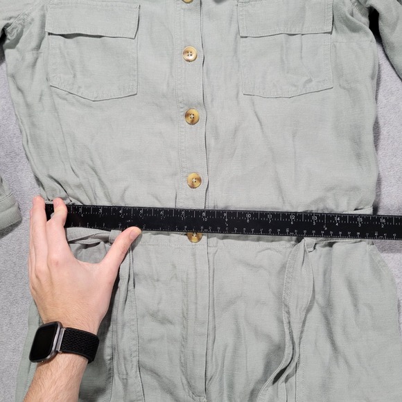 Soft Surroundings Jumpsuit Womens 12 Green Linen Kerry Coastal Resort Cruise - Picture 8 of 16